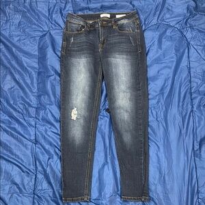 Kensie Blue Skinny Jeans with Distressed Details